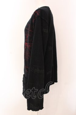 画像2: h.ANARCHY / パッチ配色カーディガン  ブラック×レッド O-25-05-08-030-HN-TO-OW-OS