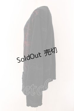 画像2: h.ANARCHY / パッチ配色カーディガン  ブラック×レッド O-25-05-08-030-HN-TO-OW-OS