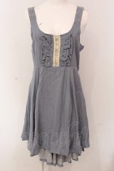 axes femme / レース使いデニム風ワンピース M サックス O-25-05-08-031-AX-OP-OW-OS