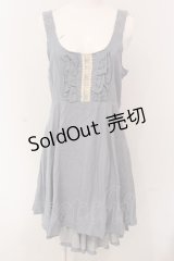 axes femme / レース使いデニム風ワンピース M サックス O-25-05-08-031-AX-OP-OW-OS
