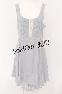 axes femme / レース使いデニム風ワンピース M サックス O-25-05-08-031-AX-OP-OW-OS
