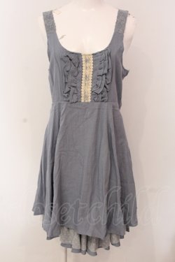 画像1: axes femme / レース使いデニム風ワンピース M サックス O-25-05-08-031-AX-OP-OW-OS