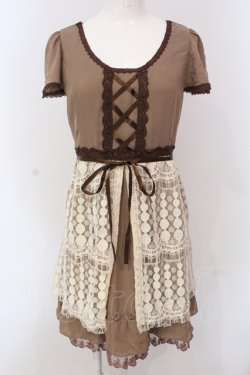 画像1: axes femme / アイラッシュレースチュニック M ブラウン O-25-05-08-032-AX-OP-OW-OS