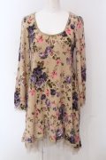 axes femme / 花柄起毛ワンピース M ベージュ O-25-05-08-035-AX-OP-OW-OS
