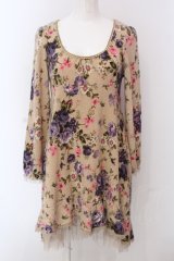 axes femme / 花柄起毛ワンピース M ベージュ O-25-05-08-035-AX-OP-OW-OS