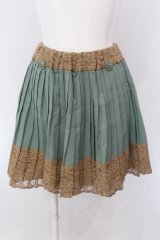 axes femme / 裾レースプリーツスカート M グリーン O-25-05-08-036-AX-SK-OW-OS