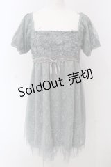 axes femme / モチーフレース使いチュール切替ワンピース M グリーン O-25-05-08-038-AX-OP-OW-OS
