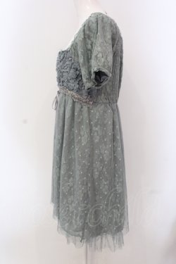 画像3: axes femme / モチーフレース使いチュール切替ワンピース M グリーン O-25-05-08-038-AX-OP-OW-OS