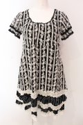 axes femme / 刺しゅうレース使いチュニック M クロ O-25-05-08-043-AX-TO-OW-OS