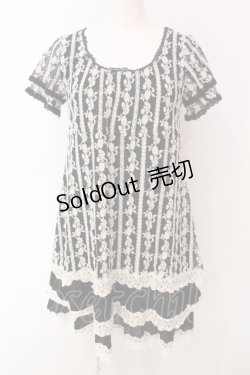画像1: axes femme / 刺しゅうレース使いチュニック M クロ O-25-05-08-043-AX-TO-OW-OS