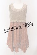 axes femme / プードルファー切替ドットノースリーブワンピース M オレンジ×ブラウン O-25-05-08-045-AX-OP-OW-OS