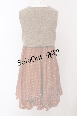 画像2: axes femme / プードルファー切替ドットノースリーブワンピース M オレンジ×ブラウン O-25-05-08-045-AX-OP-OW-OS