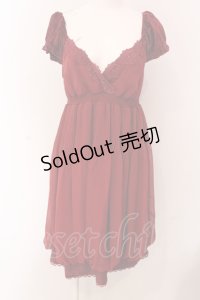 axes femme / ベロア切り替えシフォンチュニ M ワイン O-25-05-08-046-AX-TO-OW-OS