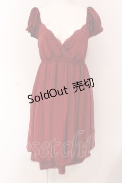 画像1: axes femme / ベロア切り替えシフォンチュニ M ワイン O-25-05-08-046-AX-TO-OW-OS