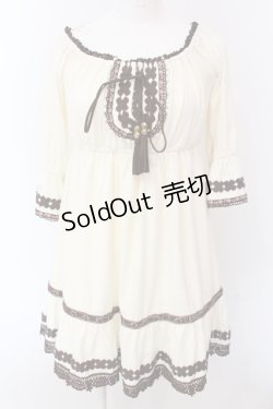 画像1: LIZ LISA / チロリアンテープカットチュニック  アイボリー×ブラウン O-25-05-08-049-LO-TO-IG-OS