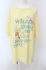 Candy Stripper / CND CLUB BIG TEE Tシャツ 2 イエロー O-25-05-08-052-PU-TS-IG-OS