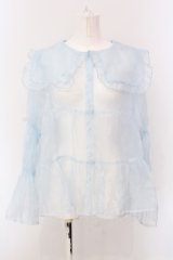 Candy Stripper / FRILL COLLAR SEE THROUGH BLOUSE ブラウス 2 サックス O-25-05-08-053-PU-BL-IG-OS