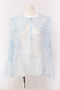 画像1: Candy Stripper / FRILL COLLAR SEE THROUGH BLOUSE ブラウス 2 サックス O-25-05-08-053-PU-BL-IG-OS