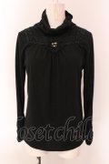 axes femme / 胸元ビジュー&レースハイネックトップス M クロ O-25-05-08-060-AX-TO-IG-OS