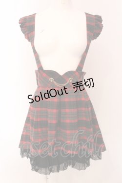 画像1: Secret Honey / タータンチェックサスペンダースカート 2 アカ×グレーチェック O-25-05-08-069-CA-SK-IG-OS