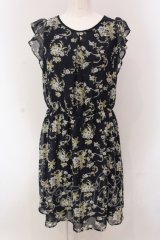 axes femme / 花柄ワンピース M ネイビー O-25-05-08-085-AX-BL-IG-OS