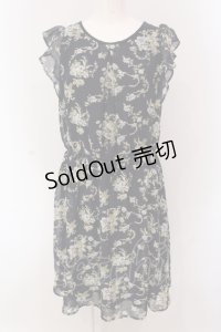 axes femme / 花柄ワンピース M ネイビー O-25-05-08-085-AX-BL-IG-OS