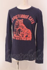 RNA / キャットプリントカットソー  ブルー O-25-05-08-089-PU-TO-IG-OS