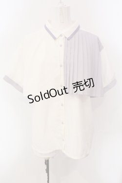 画像1: axes femme / プリーツ使バイカラー半袖ブラウス F アイボリー×ラベンダー O-25-05-10-034-AX-BL-IG-OS