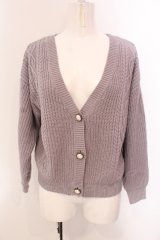 axes femme / ケーブルニットカーディガン M ラベンダー O-25-05-10-042-AX-TO-IG-OS
