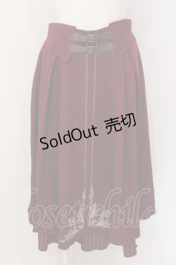 画像1: axes femme / 刺繍入りベルト装飾スカート F ワイン O-25-05-10-044-AX-SK-IG-ZI