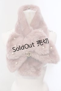 BABY,THE STARS SHINE BRIGHT / リボンとパールのファーマフラー  ピンク O-25-05-10-054-BA-ZA-IG-ZT-K019