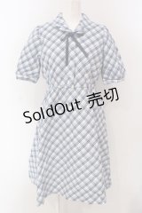 F i.n.t / リボンタイ付き開衿チェックワンピース F ブルー O-25-05-10-008-CA-OP-OW-OS