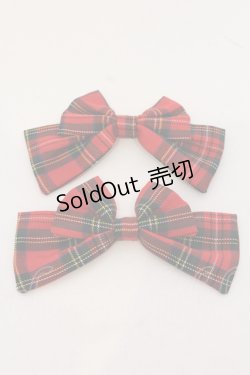 画像1: Amavel / Dolly Holidayチェックダブルリボンクリップ  アカ O-25-05-10-091-CA-ZA-IG-OS