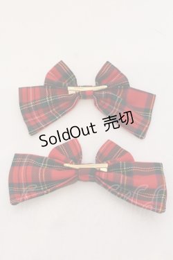 画像2: Amavel / Dolly Holidayチェックダブルリボンクリップ  アカ O-25-05-10-091-CA-ZA-IG-OS