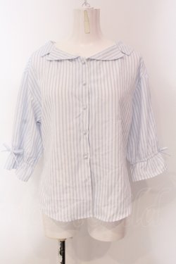 画像1: F&A / オフショル開衿5分袖シャツ F シロ×ブルー O-25-05-10-017-LO-BL-OW-OS