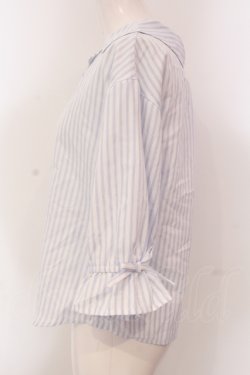画像2: F&A / オフショル開衿5分袖シャツ F シロ×ブルー O-25-05-10-017-LO-BL-OW-OS