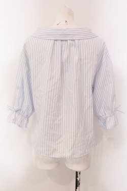 画像3: F&A / オフショル開衿5分袖シャツ F シロ×ブルー O-25-05-10-017-LO-BL-OW-OS