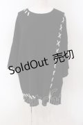 HARE / レースアップステッチ半袖ニット  ブラック O-25-05-10-028-LO-TO-IG-OS