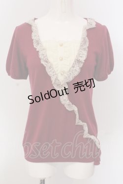 画像1: axes femme / カシュクール風ニットトップス  マゼンダ×アイボリー O-25-05-10-030-AX-TO-IG-OS