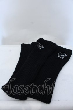 画像1: Amilige / 刺繍入りルーズレッグウォーマー  ブラック O-25-05-11-007-PU-ZA-OW-OS