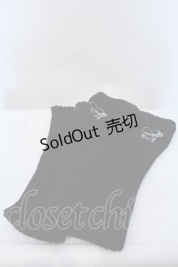 画像1: Amilige / 刺繍入りルーズレッグウォーマー  ブラック O-25-05-11-007-PU-ZA-OW-ZT273