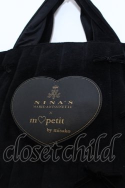 画像2: m petit by misako / NINA'Sコラボベロアリボン2wayバッグ  クロ O-25-05-11-018-LO-BG-OW-OS