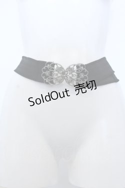 画像2: axes femme / 立体薔薇ゴムベルト  クロ×シルバー O-25-05-11-003-AX-ZA-IG-ZT169