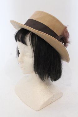 画像1: axes femme / 羽飾りカンカン帽子  キャメル O-25-05-12-004-AX-AC-IG-OS
