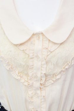 画像2: axes femme / レース切り替えブラウス風ワンピース M アイボリー×ネイビー O-25-05-12-038-AX-OP-IG-OS