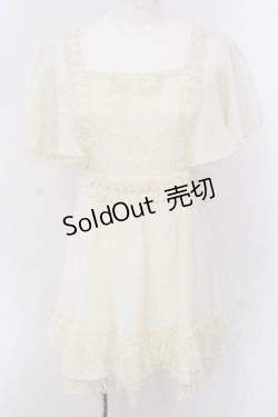 画像1: axes femme / ラッフルスリーブレース配色チュニック  アイボリー O-25-05-12-040-AX-TO-IG-OS