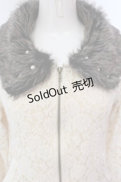 画像2: axes femme / ファーカラーレーシージップアップカーディガン M アイボリー O-25-05-12-044-AX-JA-IG-OS
