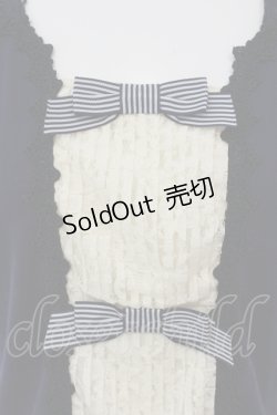 画像2: axes femme / レースタックリボンパフトップス M ネイビー×アイボリー O-25-05-12-050-AX-TO-IG-OS