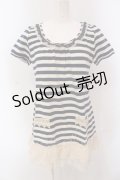 axes femme / バックティアードボーダーチュニック M アイボリー×ネイビー O-25-05-12-051-AX-TO-IG-OS