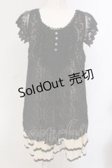 axes femme / モチーフ編みノースリーブワンピース M クロ×アイボリー O-25-05-12-054-AX-OP-IG-OS